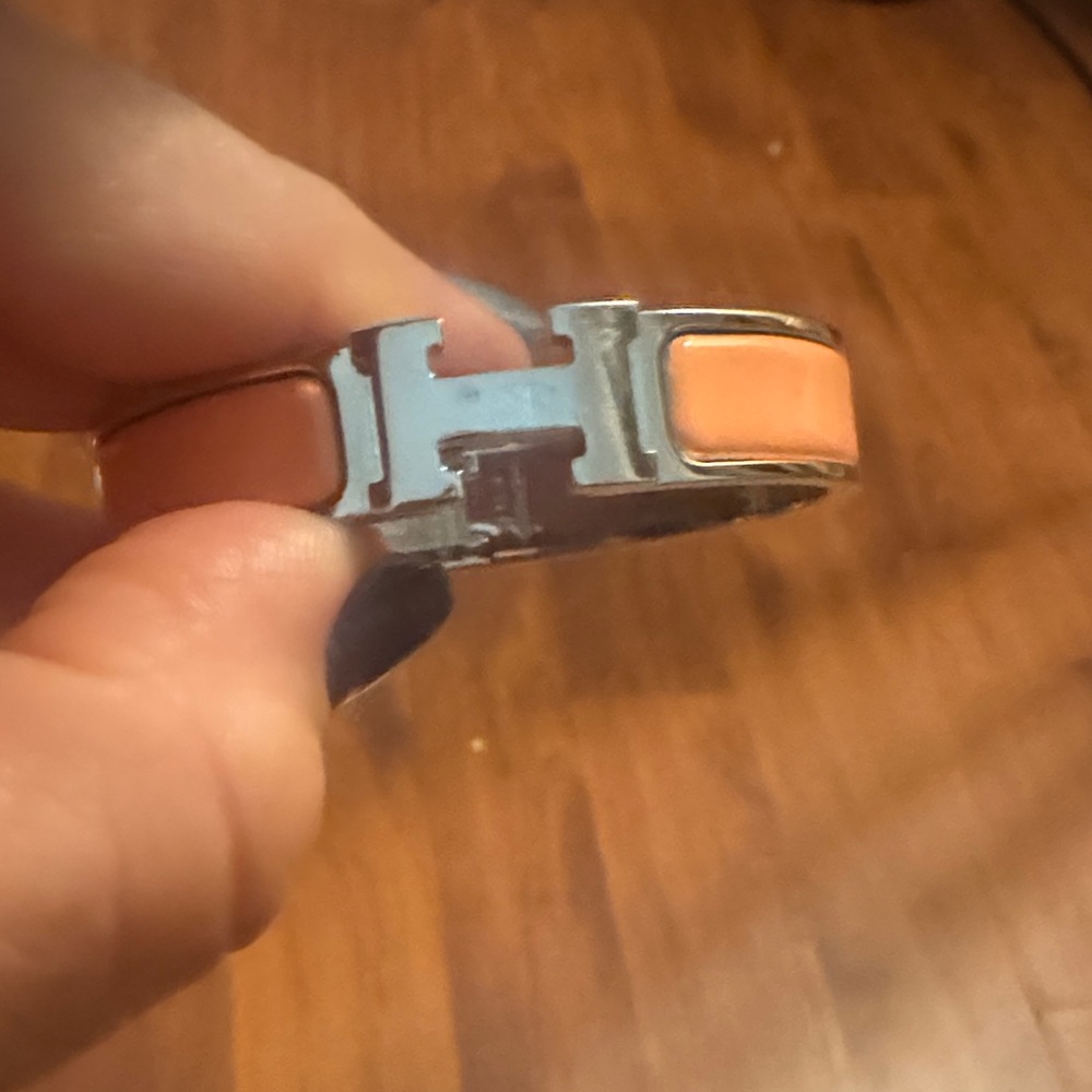 Hermes Silver and Orange Bracelet